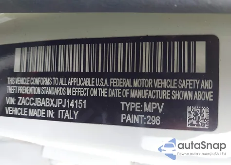 2018 Jeep Renegade Upland Edition 4X4 z USA, uszkodzony, nr VIN ZACCJBABXJPJ14151